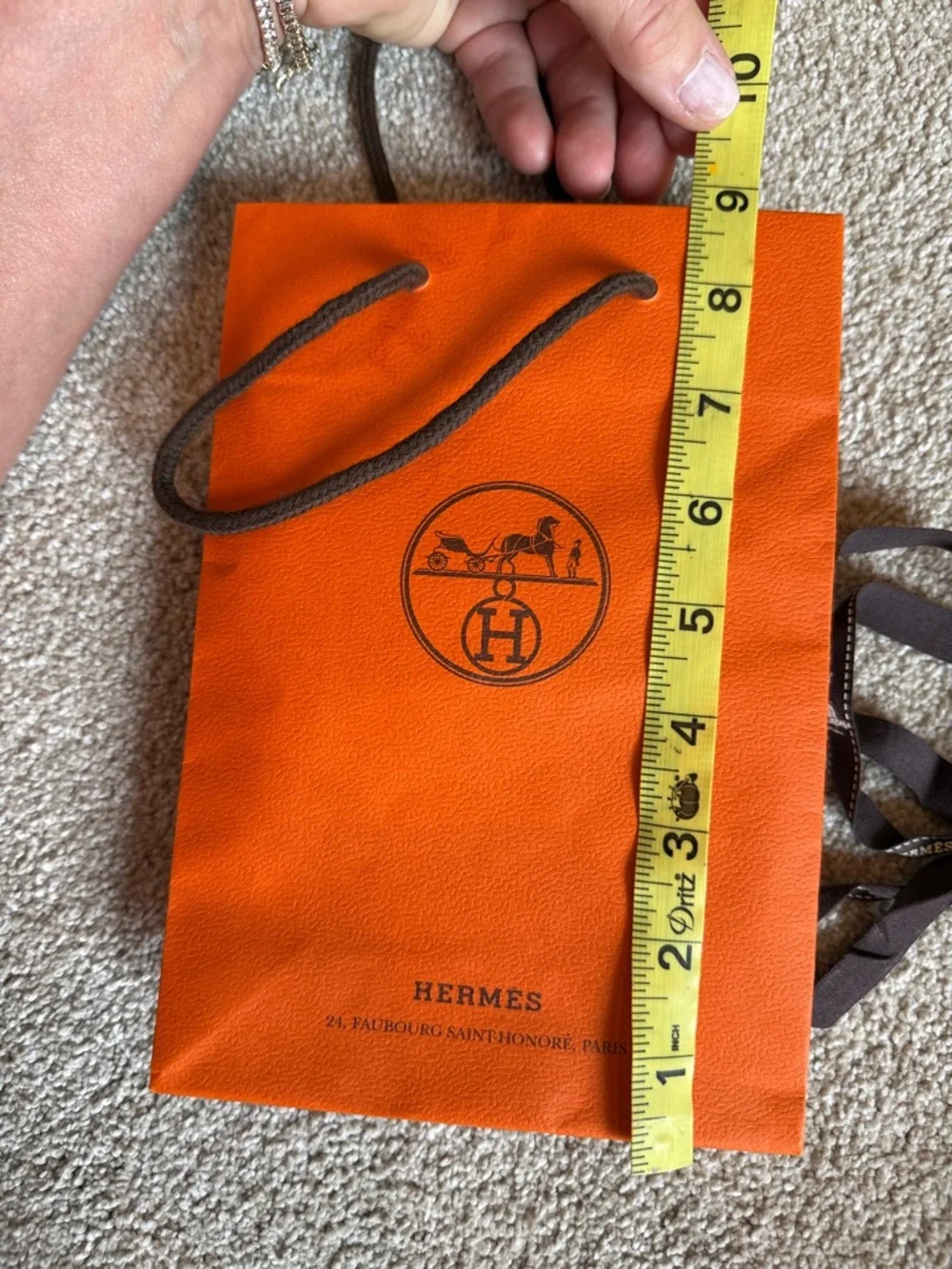 Hermes Orange Gift Bag with Brown Ribbon